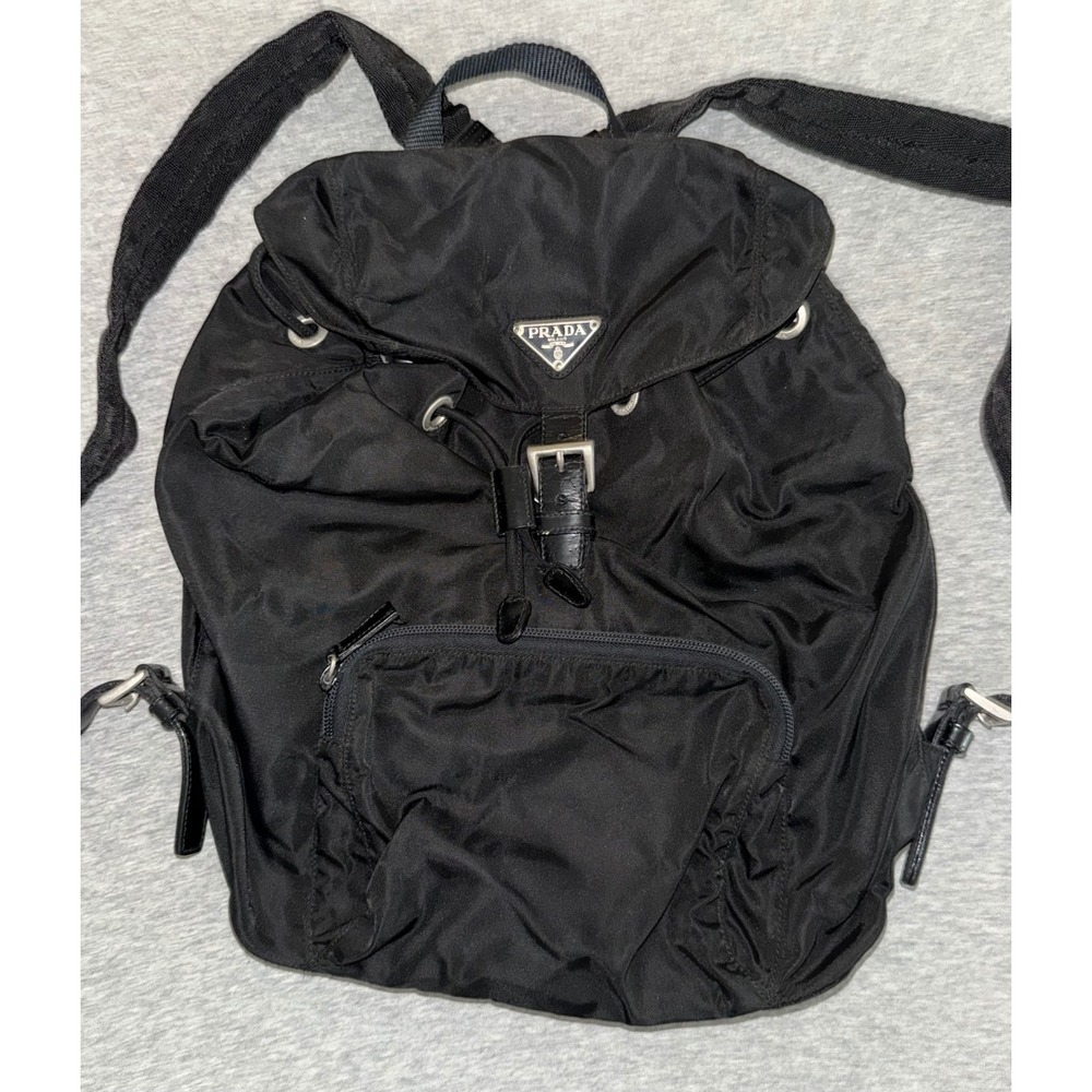 Prada Black Tessuto Nylon Vela Backpack Unisex Vintage Streetwear Y2K
